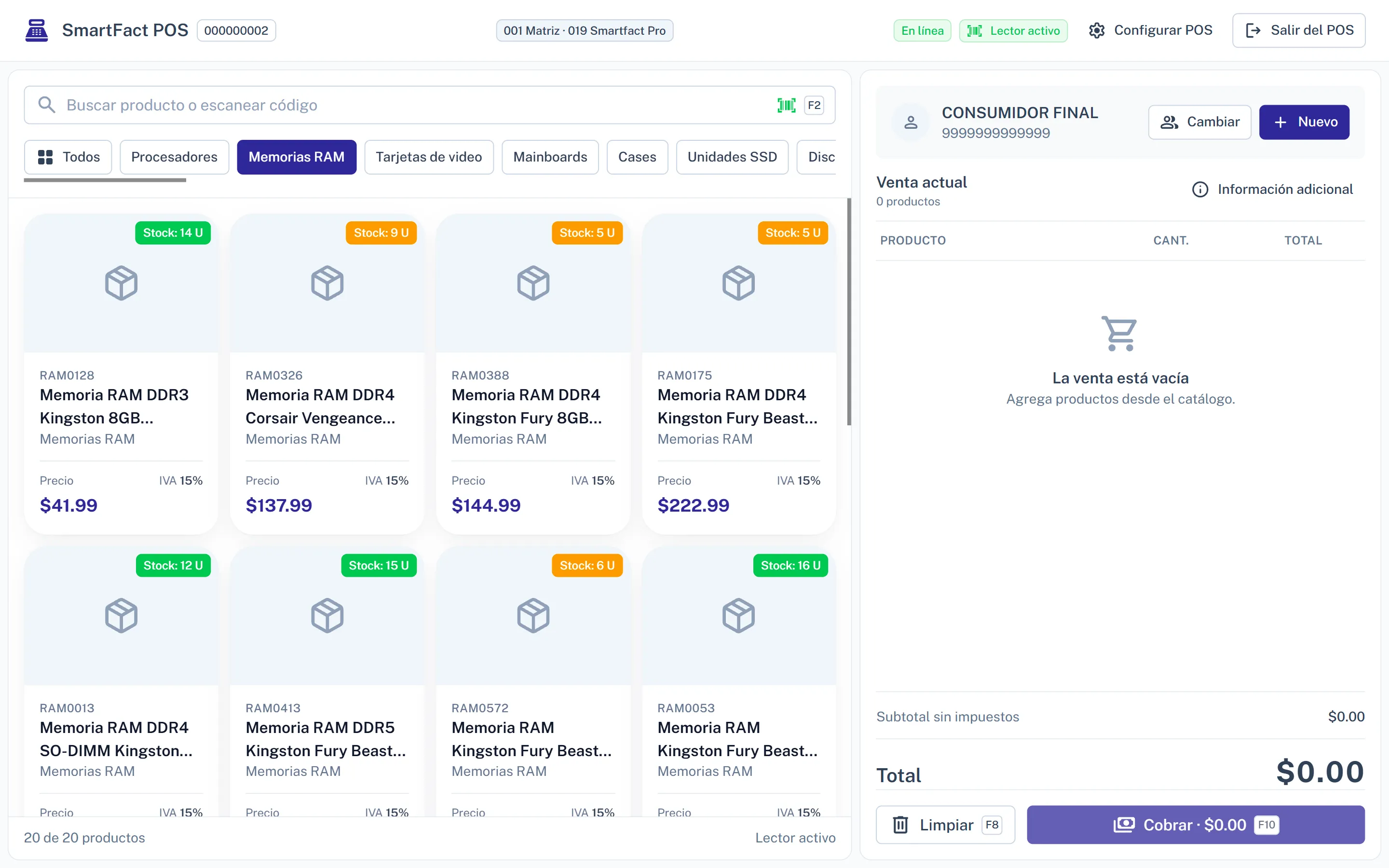 Punto de venta y cajas: Punto de venta de SmartFact Pro
